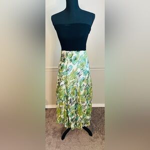 LAPIS Anthropologie Green Black Strapless Midi Dress Size M